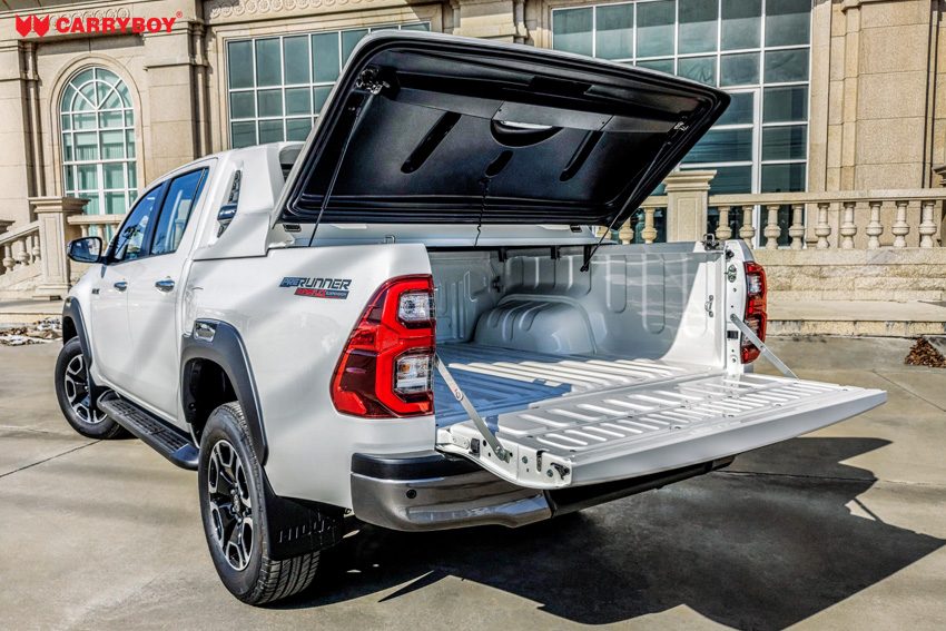 Toyota Hilux with the Full Box lid raised and tailgate lowered
